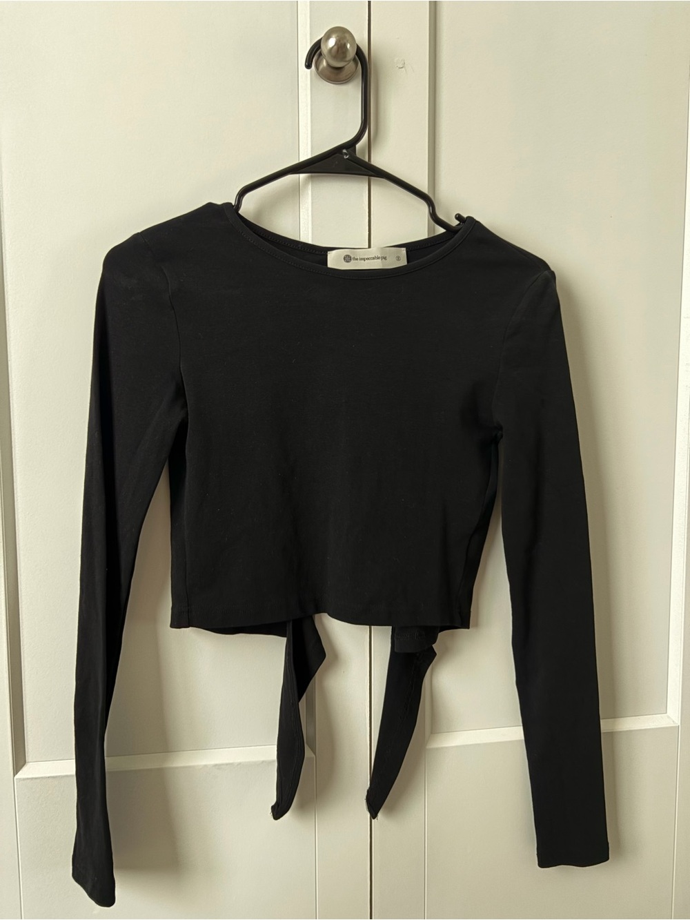 Open Back Black Longsleeve Cropped Top